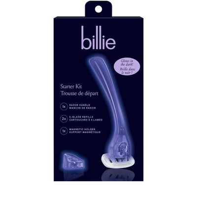 Billie Razors for Women Shave Kit - Womens Razor + 2 x 5-Blade Razor Refills + Magnetic Holder - Moonbeam