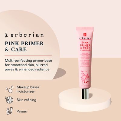 Erborian - Pink Primer &amp; Care Multifunctional Facial Cream Balm - Primer Sets Makeup, Pore Minimizing, Skin Moisturizing and Smoothing Effects for All Skin Types - Korean Skincare - 1.5 fl. oz.