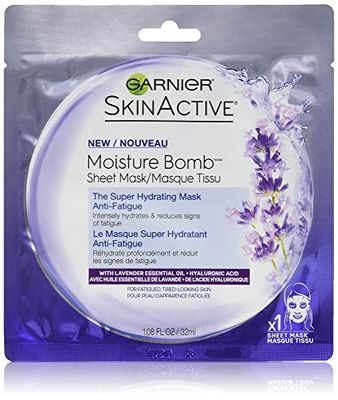 Garnier Skinactive Super Hydrating Facial Mask, Anti-fatigue, Lavender, 1.08 Ounce