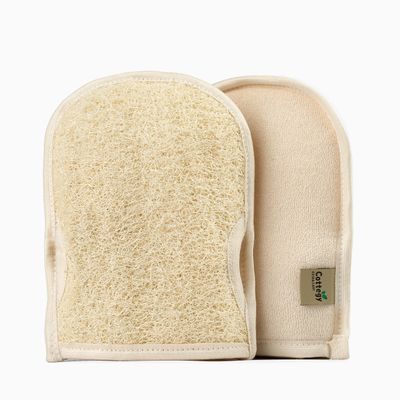 Cottegy Premium Exfoliating Loofah Gloves - Natural Egyptian Loufa Sponge Body Scrubber Mitts for Soft, Radiant Skin - Gentle Exfoliation &amp; Deep Clean (1-Pack) (Count 1)
