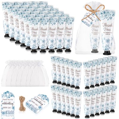 Dansib 48 Sets Baby Shower Hand Cream Baby Shower Party Favors for Guests Christmas Hand Cream Gift Bulk Travel Size Hand Lotion Hand Cream Set for Wedding Baby Shower Christmas (Blue Flower)