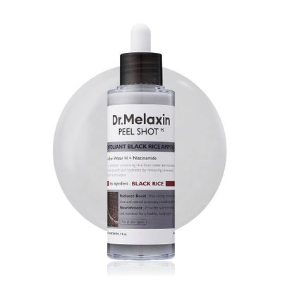 Dr.Melaxin Peel Shot Glow Black Rice Peeling Ampoule, Soft Exfoliating Face and Body Scrub Dead Skin Cells, Blackheads Remover for All Skin Types, 80ml