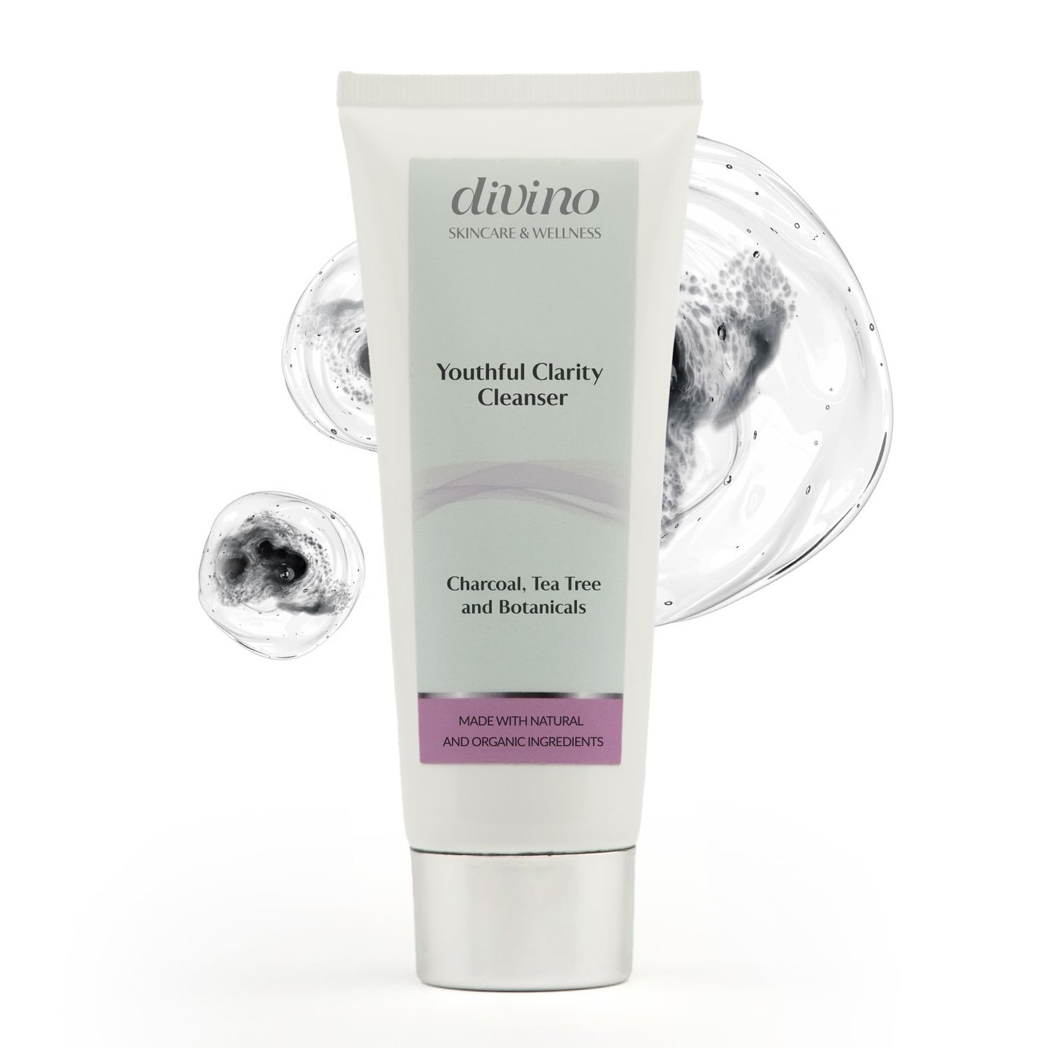 Divino Skincare &amp; Wellness Radiant Revival, Youthful Clarity Cleanser: 2-in-1 Cleanser, enriched with natural ingredients, charcoal, Aloe Vera, Tea Tree, and Botanicals.