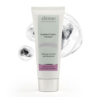 Divino Skincare &amp; Wellness Radiant Revival, Youthful Clarity Cleanser: 2-in-1 Cleanser, enriched with natural ingredients, charcoal, Aloe Vera, Tea Tree, and Botanicals.