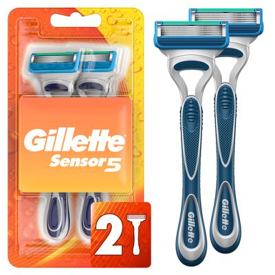 Gillette Sensor5 Men&#39;s Disposable Razors, 2 Count