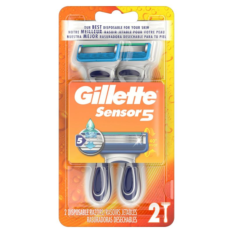 Gillette Sensor5 Men's Disposable Razors, 2 Count