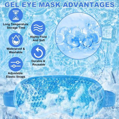 2Pack Cold Cooling Eye Mask, Reusable Gel Hot/Colder Therapy Bead with Plush Backing for Headache,Puffiness,Migraine,Stress Relief,Skin Care and Dry(Blue+Green)