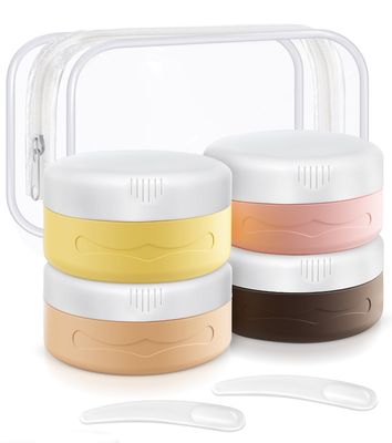 Colelulu Travel Size Containers for Toiletries, TSA Approved Silicone Travel Jars for Creams with Clear Toiletry Bag and Cosmetic Spatula,Travel Essentials for Skincare, 1.35 fl. oz/ 40 ml (Cream)