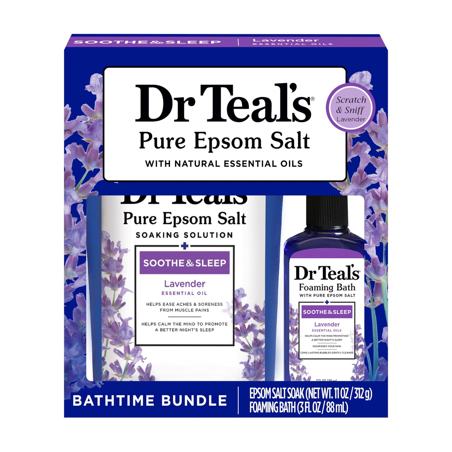 Dr Teal&#39;s Holiday Gift Set - Lavender - 2 Piece Bath Sampler, Perfect for Stocking Stuffers