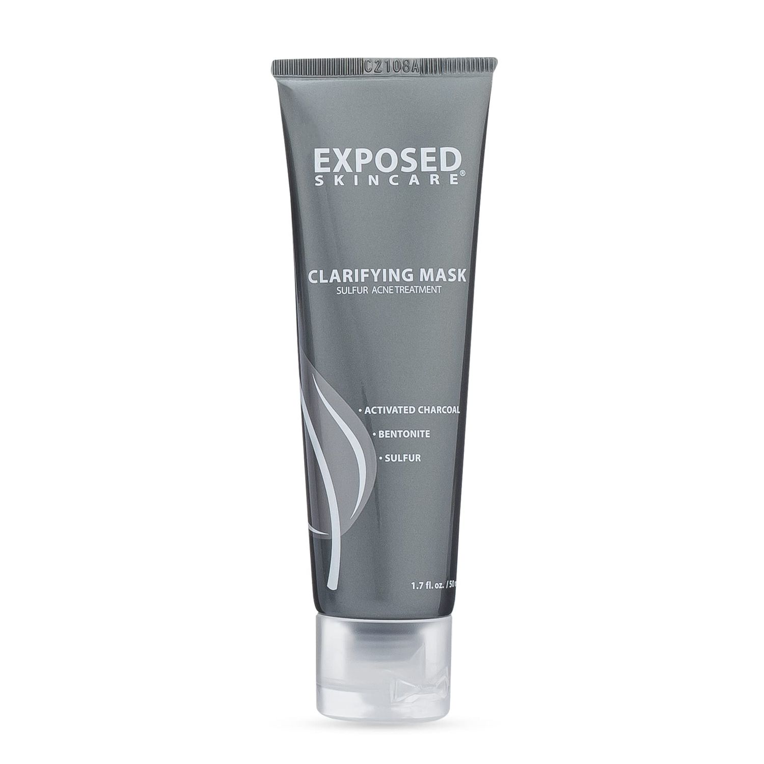Exposed Skin Care Activated Charcoal Face Mask to Purify Skin, Regulate Oil Production and Visibly Minimize Pores - Clarifying Acne Treatment Mask with Bentonite and Sulfur (1.7 Fl. Oz.)