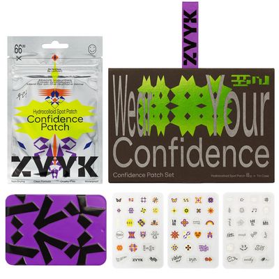 Cute Pimple Patches for Face - Tattoo Style Hydrocolloid Acne Patches (Confidence Patch Set) with Star Designs (66 Cute Patches) with a Tin Case - Vegan &amp; Cruelty-Free