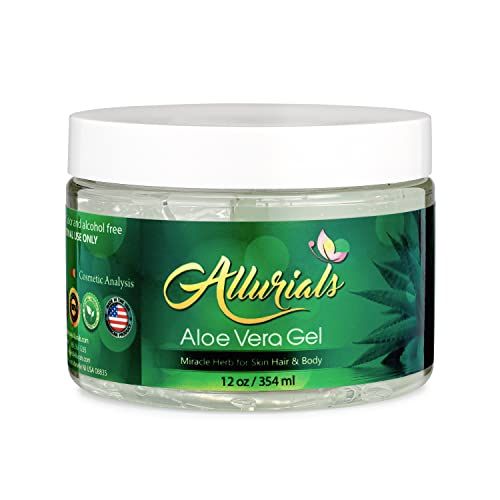 Allurials 100% Pure &amp; Organic Aloe Vera Gel, Clinically tested &amp; Dermatologist approved, Hydrates &amp; Heals Dry &amp; Damaged Skin &amp; Hair- 12 Oz