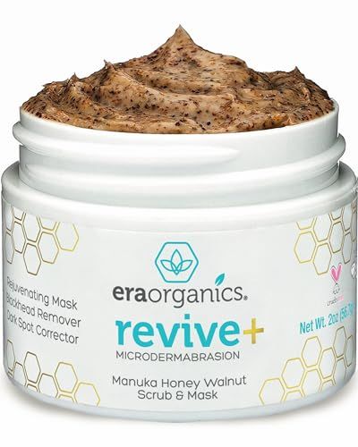 Era Organics Microdermabrasion Facial Scrub &amp; Face Exfoliator - Spa Quality Exfoliating Mask with Manuka Honey Walnut Moisturizing Exfoliant for Dry Skin, Blackheads Wrinkles (2 oz)