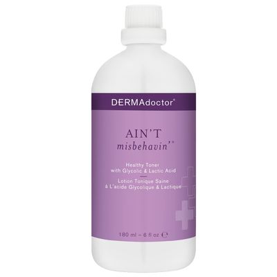 DERMAdoctor Ain&#39;t Misbehavin&#39; Dermatologist Formulated Clarifying and Hydrating Toner with Glycolic Acid &amp; Lactic Acid; For Oily and Acne Prone Skin, Pore Minimizer for Face and Body - 6 fl oz