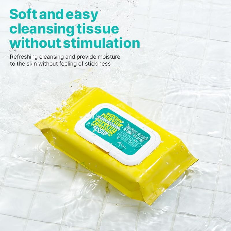 Ariul Natural scented mild cleansing tissue, Speed Melting System Removes waterproof makeup, Korea Soft and easy cleansing tissue, Stress Relieving Purefull Cleansing Wipes 80 counts (Pack of 2)