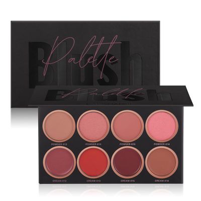 8 Colors Blush Palette, 4 Powder + 4 Cream Blush Palette, Contour and Highlight Blush Palette, Natural Nude Makeup Brighten Skin Tone Portable Makeup Blush, Professional Facial Makeup Blush