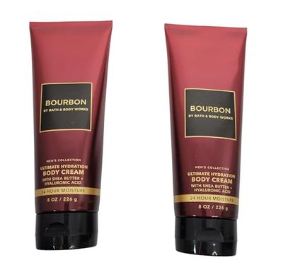 Bath and Body Works 2 Pack Men&#39;s Collection Ultra Shea Body Cream BOURBON. 8 Oz