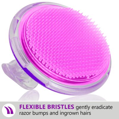 Dylonic 3pk Exfoliating Brush and Precision Tweezers for Ingrown Hair Treatment for Bikini Area, Razor Bumps Shaving Irritation - Silicone Scrubbers Gift Set, Body + Face Skin Exfoliator Brush