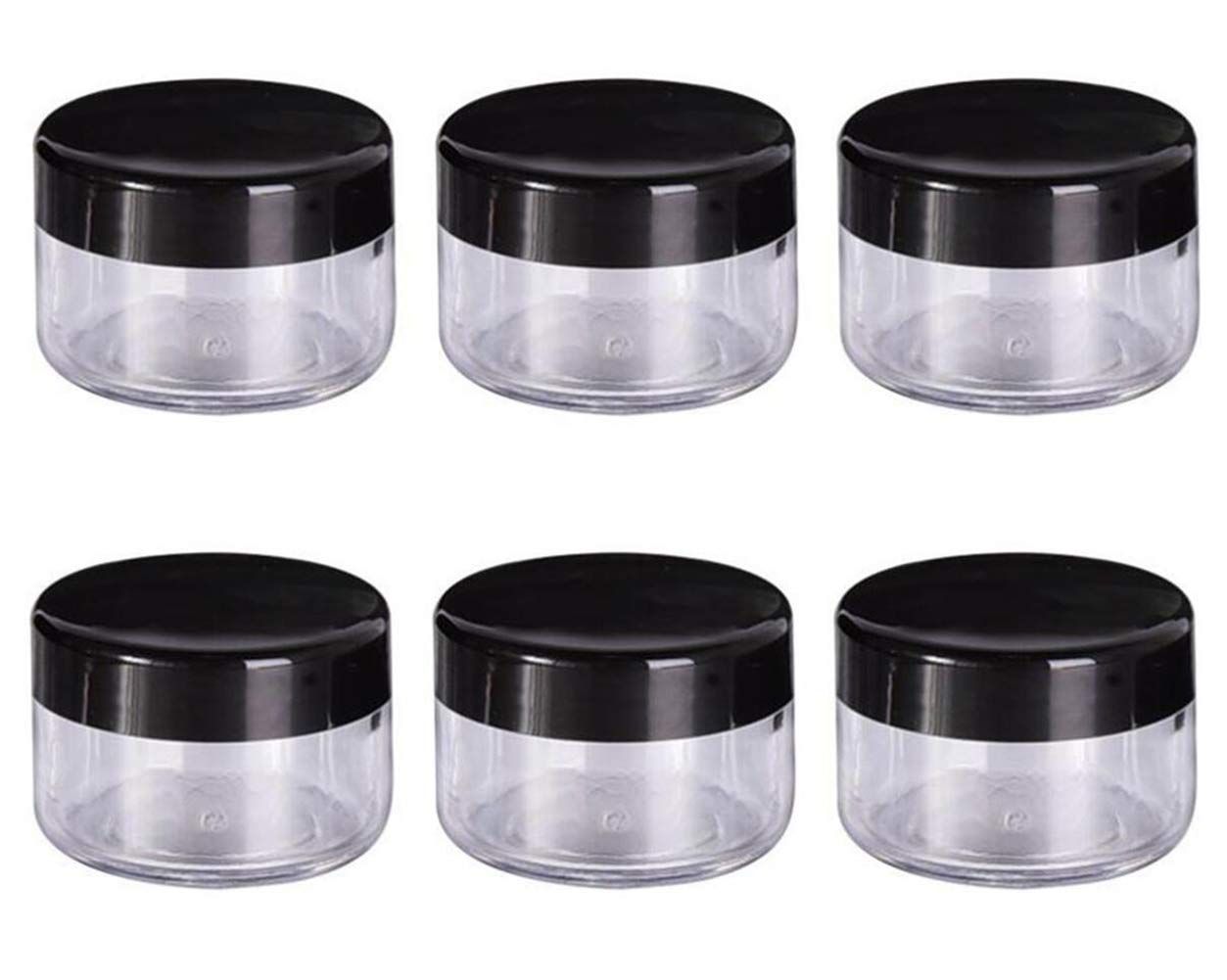6PCS 30ml Airtight Acrylic Round Transparent Jars With Black Lids For Face Creams Make Up Cosmetics Lip Balms Samples Ointments Beauty Skin Care Products
