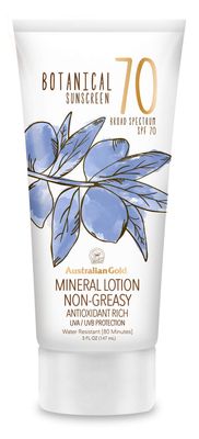 Australian Gold Botanical SPF 70 Mineral Sunscreen Lotion, Non-Chemical Sunblock with Titanium Dioxide &amp; Zinc Oxide, Native-Australian Ingredients, Water-Resistant, Citrus Oasis Fragrance, 5 Oz