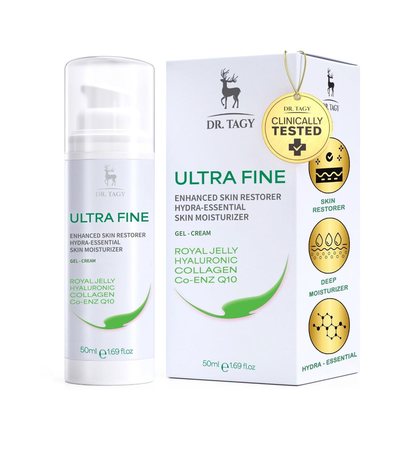 DR. TAGY Ultra Fine Skin Restorer Gel Cream - Collagen &amp; Vitamin Enriched - Royal Jelly Infused - Deep Nourishment &amp; Repair Enhanced Skin Barrier - Rejuvenating - 50ml