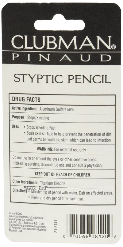 Clubman Pinaud Styptic Pencil Travel Size .33 oz (Pack of 3)