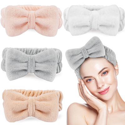 4 Pack Spa Headband Up to 15 Inches Wide for Washing Face, High Elasticity Makeup Headbands for Women&#39;s Self Care, Skincare Headbands for Teen Girl Gifts &amp; Party Shower Supplies