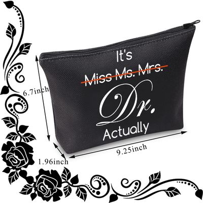BDPWSS PHD Graduation Gift PHD Candidate Survivor Gift Doctorate Degree Gifts It's Miss Mrs Ms Dr Actually Funny New Doctor Cosmetic Makeup Bag (It Dr actually bl)