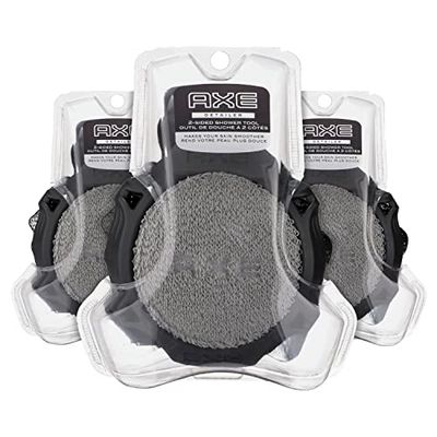 AXE Modern Shower Tool Skin Cleanser for Smoother Skin Detailer Exfoliates and Gently Cleanses One Size 3 Count, Black