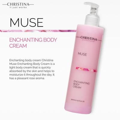 -CHRISTINA- Muse Enchanting Body Cream with Hyaluronic Acid | 24hr Care For All Skin Types | Quick Absorption, Delicate Fragrance 300ml