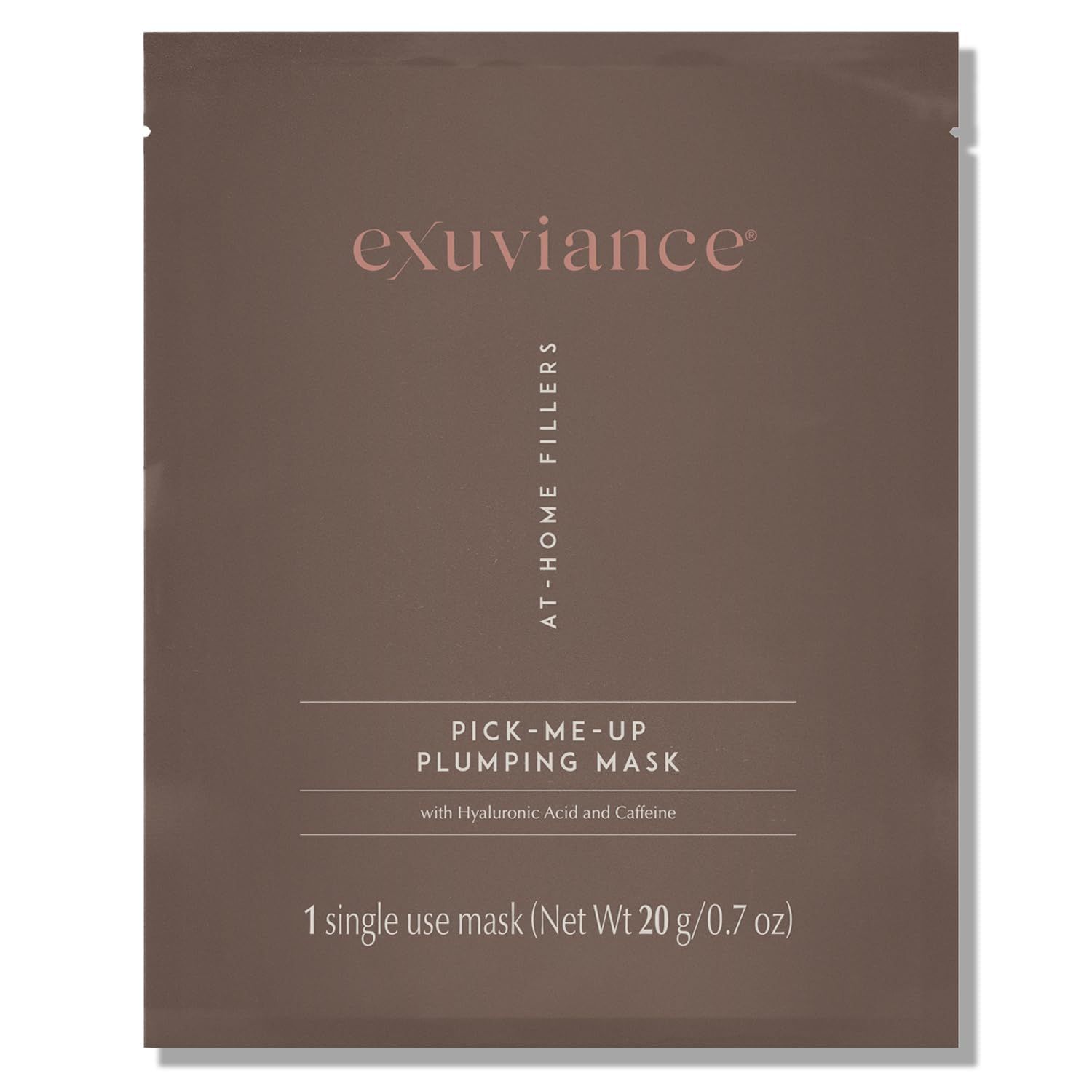 EXUVIANCE Pick-Me-Up Plumping Mask with Pure Hyaluronic Acid and Caffeine for Instant Plumping Hydration - Reveal Smooth, Supple and Luminous Skin, For All Skin Types - Single Use Sheet Mask, 0.7 oz