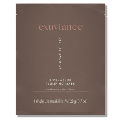 EXUVIANCE Pick-Me-Up Plumping Mask with Pure Hyaluronic Acid and Caffeine for Instant Plumping Hydration - Reveal Smooth, Supple and Luminous Skin, For All Skin Types - Single Use Sheet Mask, 0.7 oz