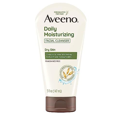 Aveeno Daily Moisturizing Facial Cleanser with Soothing Non-GMO Oat, Hydrating Face Wash for Soft &amp; Supple Skin, Free of Parabens, Sulfates, Fragrance, Dyes &amp; Soaps, 5 fl. oz