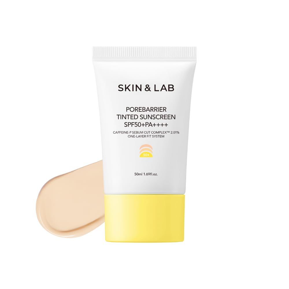 [SKIN&amp;LAB] Porebarrier Tinted Moisturizer with SPF 50 in Beige Colour, Base Makeup, Tone up, Natural Coverage, Lightweight Moisturizer for All Skin Type, 1.69 Fl. Oz.