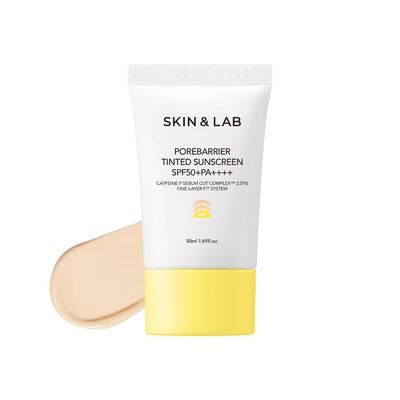 [SKIN&amp;LAB] Porebarrier Tinted Moisturizer with SPF 50 in Beige Colour, Base Makeup, Tone up, Natural Coverage, Lightweight Moisturizer for All Skin Type, 1.69 Fl. Oz.