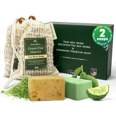 Detoxifying Sea Moss Soap - All-Natural Soap with Green Tea Matcha &amp; Aloe Bergamot - Gentle on Sensitive Skin for Face and Body Use,Gift for Men &amp; Women