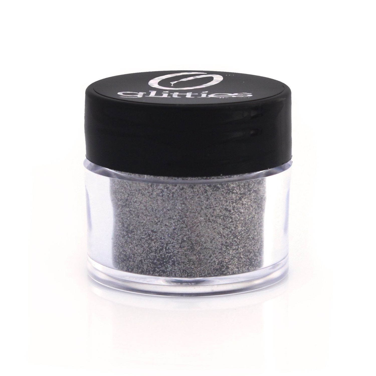 GLITTIES - Charcoal - Cosmetic Grade Extra Fine (.006&quot;) Loose Glitter Powder Safe for Skin! Perfect for Makeup, Body Tattoos, Face, Hair, Lips, Soap, Lotion, Nail Art - (10 Gram Jar)