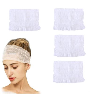 Doromy 50Packs Non-Woven Spa Headbands Soft Disposable Facial Hair Band Elastic Skin Care Headband Stretchy Face Headband for Makeup Sauna Washing Face Supplies for Women Girls