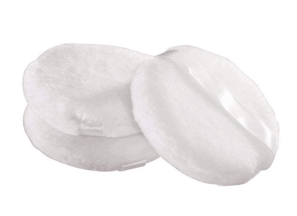 3PCS Women Lady Girls White Super Soft Plush Round Velour Loose Powder Puff with Ribbon Skin Care Facial Makeup Cosmetic Powder Puff - 3.15&quot; Diameter