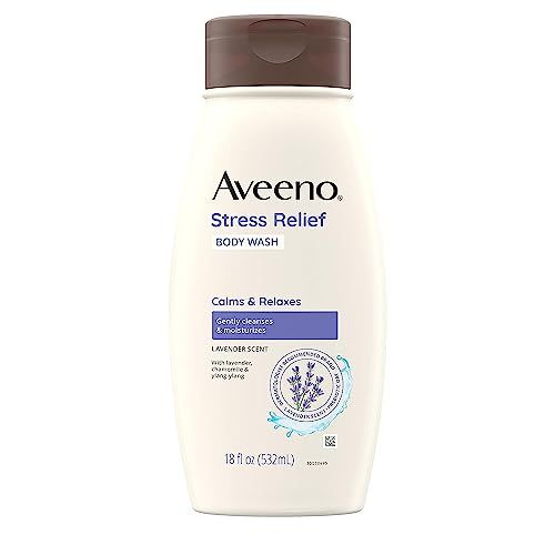 Aveeno Stress Relief Body Wash with Soothing Oat &amp; Lavender Scent for Sensitive Skin, Moisturizing Shower Wash Gently Cleanses &amp; Helps You Feel Calm &amp; Relaxed, Sulfate-Free, 18 fl. oz