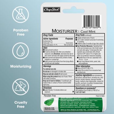 ChapStick Moisturizer 2-in-1 Lipcare SPF 15 Cool Mint 3-Pack + Classic Spearmint Lip Balm 2-Pack, 0.15 Oz Ea (5 Piece Set)