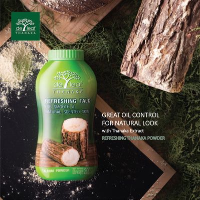 DE LEAF THANAKA Refreshing Talc Smooth and Natural Scented Skin, Talcum Powder Beauty Skincare Face Body Clean Fresh Cooling Sooth Irritation, 180 g 1 Pack Count