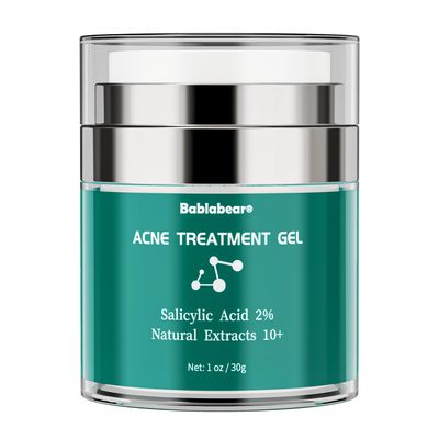 Bablabear 2% Salicylic Acid Acne Treatment Cream for Face Back/Butt/Body,Spot Treatment for Pimples,Face Blemishes,Blackheads,Oil Control,Ingredients are Natural,Suitable for Teenagers/Women/Men30g