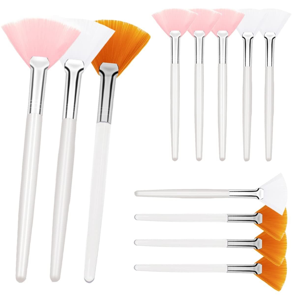 12 Pieces Fan-shaped Face Brushes, Soft Makeup Mask Applicator Brushes Acid Facial Applicator Esthetician Brush Cosmetic Tools for Face Mask Skin Care Fan Brush for Mud Cream