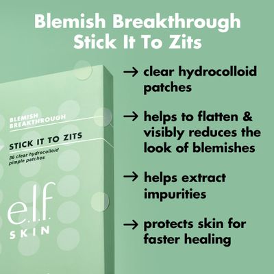 e.l.f. SKIN Blemish Breakthrough Stick It To Zits Pimple Patches, Helps Reduce The Look of Blemishes &amp; Heal, Vegan &amp; Cruelty-free, 36 Patches