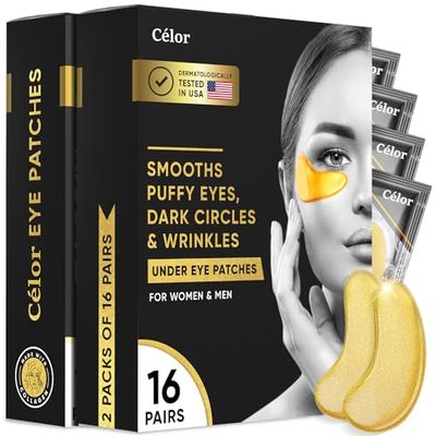 CLOR Under Eye Patches for Puffy Eyes and Dark Circles with Amino Acid &amp; Collagen - Under Eye Masks Great for Bachelorette Party Favors, Swag Bag Stuffers, Spa Gifts for Women (32 Pairs)