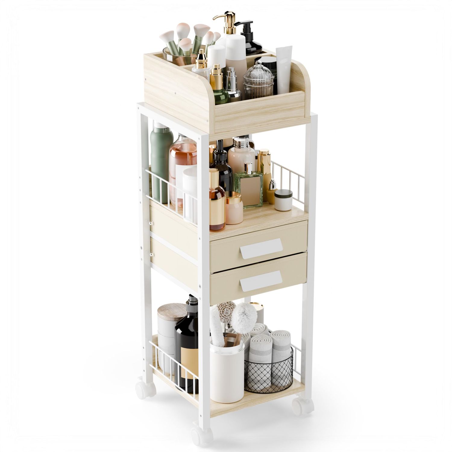 gelpal Makeup Organizer for Vanity - Removable Design with Drawers for Makeup, Skincare, Nail Polish, Hair Tools, - Stylish and Versatile Storage Solution for Bathroom and Bedroom,Salon&amp;Home,White.