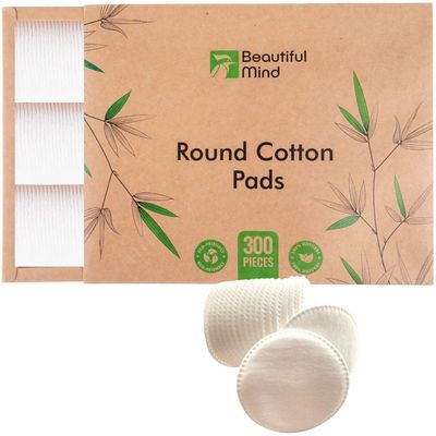 Beautiful Mind Cotton Rounds Makeup Remover Pads - 100% Pure Cotton - Lint Free Eco-Friendly &amp; Hypoalergenic - Use as Makeup Applicator, Nail Polish Remover, or Baby Care Pad - Kraft Box