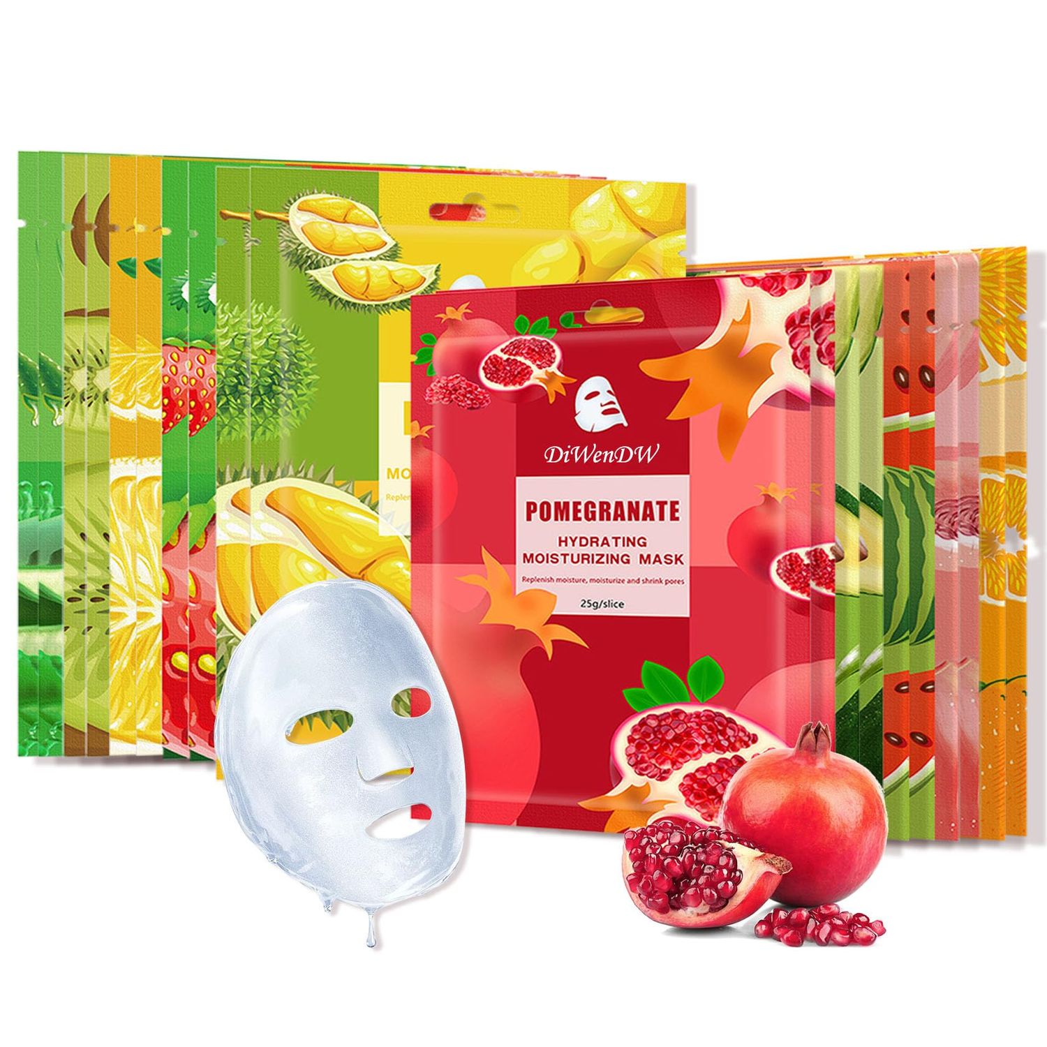 DWDiWen 20 Pack Sheets Face Mask Skincare Set,Deep Hydrating Facial Mask for Men &amp; Women,Gentle Long Lasting Moisturizing Face Masks Skin Care for All Skin Types