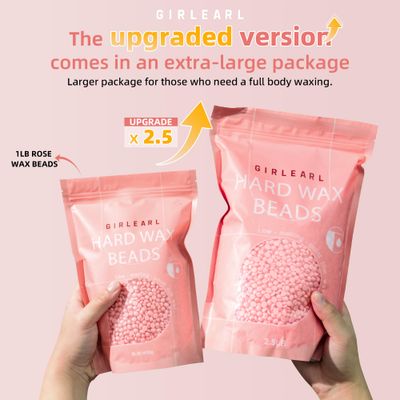 GIRLEARLE Hard Wax Beads for Hair Removal, 2.5lb, Rose Oil Infused, Brazilian Bikini Wax for Women Men, Sensitive Skin, Full Body Legs Face Underarms Waxing Beads
